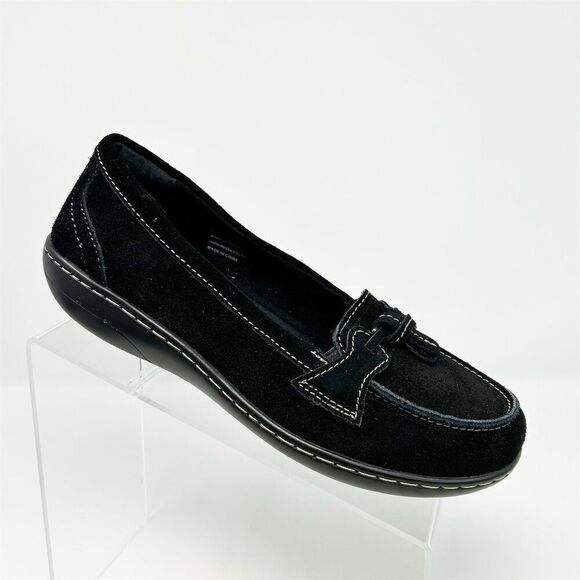 Osslue Women's Black Suede Slip-On Penny Loafers Size 8 Cushioned Insole Tassel - Picture 1 of 14